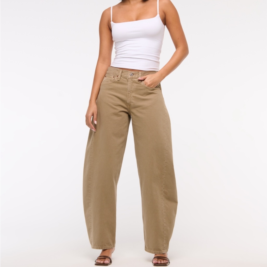 Mid Rise Barrel Jeans Washed Brown Wash